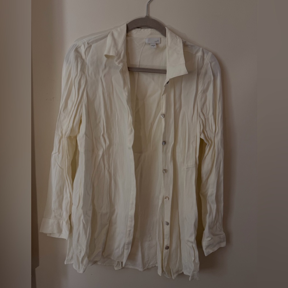J. Jill Cream Button-Front Lightweight Shirt Jacket